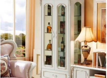 Classic Display case Glass Cabinet Wood Wardrobe White Cabinets Furniture Furnishings